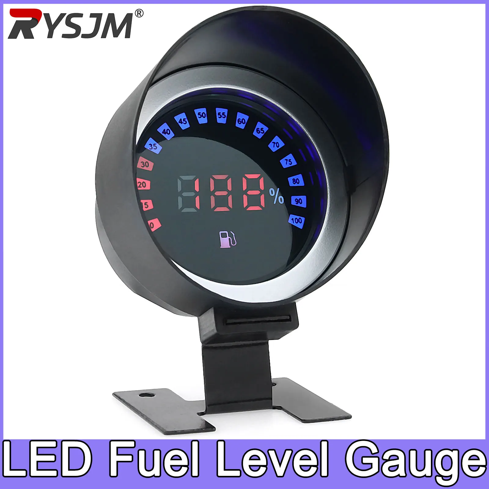 Fuel Level Gauge 100% Red LED Blue Digital Car Automotive Clocks Meter Oil Tank Level Indicator for Car Boat Fuel Level Float