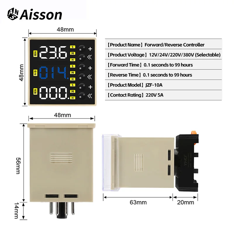 JZF-10 مرحل الوقت الأمامي والعكسي 220 فولت مدة قابلة للتعديل وحدة تحكم أوتوماتيكية للمحرك 0.01S-999H