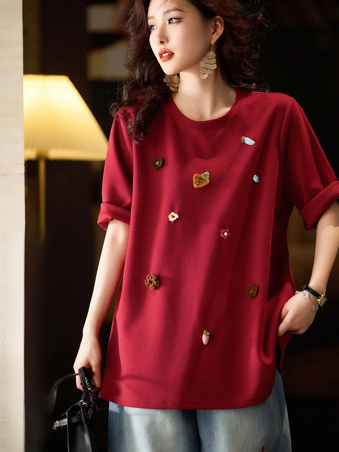 

Женская весенняя футболка оверсайз в европейском стиле, повседневная, свободного кроя, комфортная