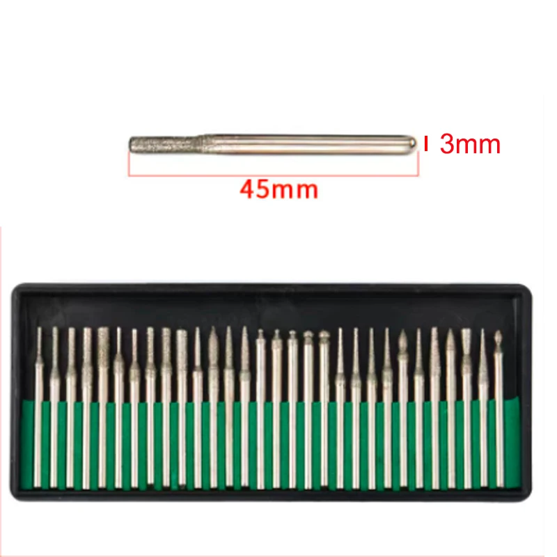 30pcs/lot diamond grinding needle carving Grinding tools use for Jade Glass Ceramics Alloy