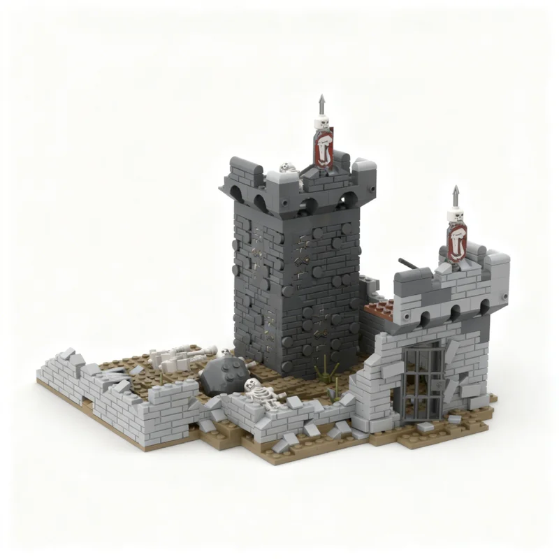 

NEW 2229PCS MOC Medieval Castle Destroyed Model Building Blocks Collectible Display DIY Creative Bricks Gift Decoration Decor