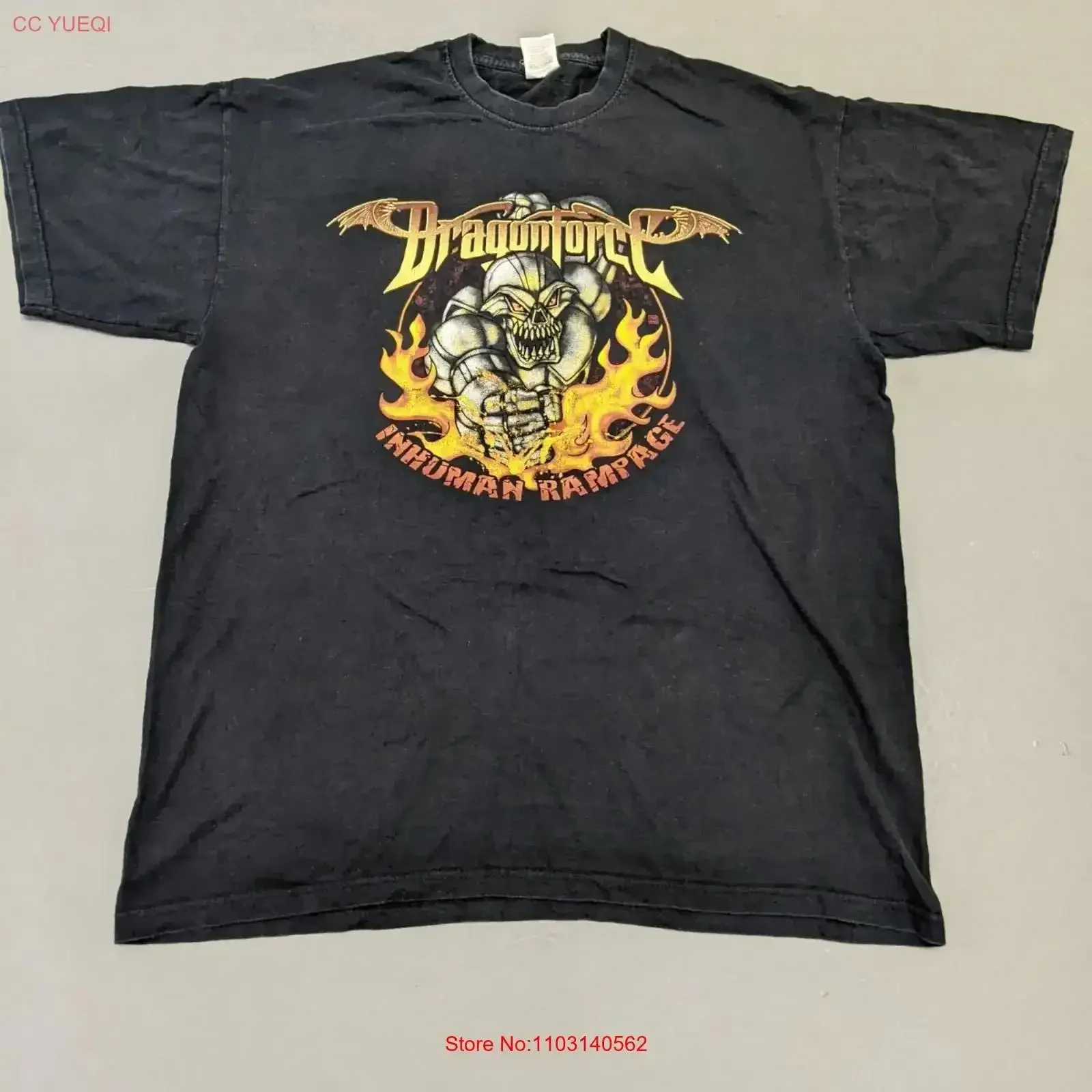 Dragon Force Inhuman Rampage 2006 Tour T shirt Black Fruit of the Loom Large vintage Washed Versatile homme Soft Stylish Casual