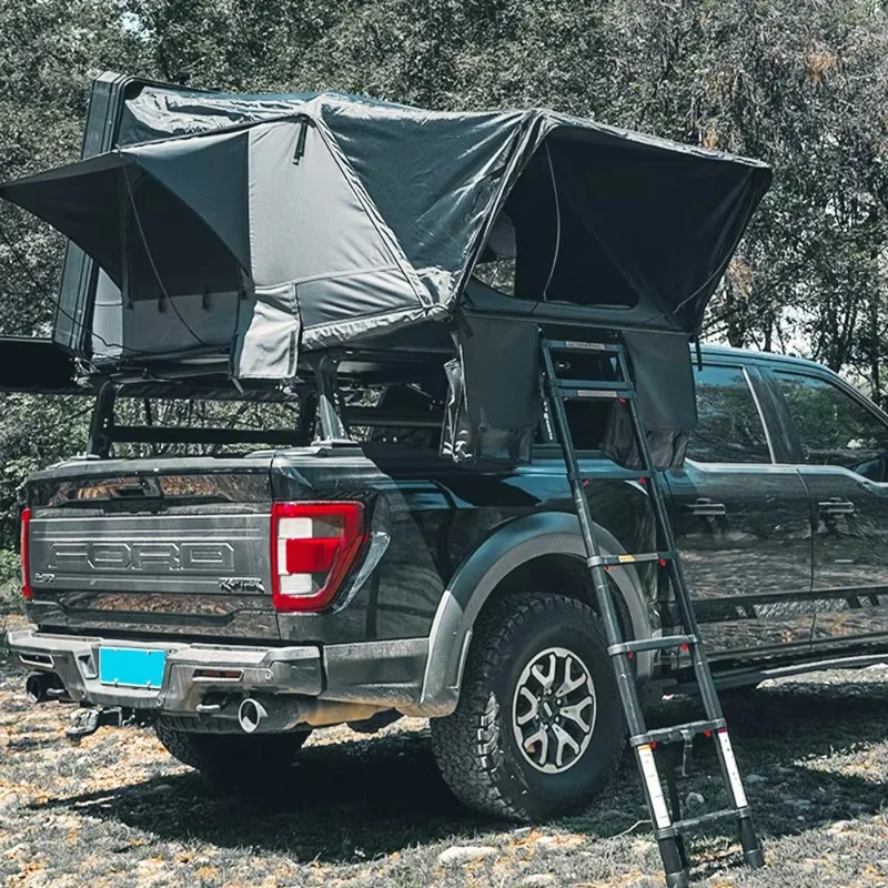 YTYIN HOTO Large Car Rooftop Tent Hard Shell 2 Person Side Folding Aluminum Hardshell Roof Top Tent With Side Open Design