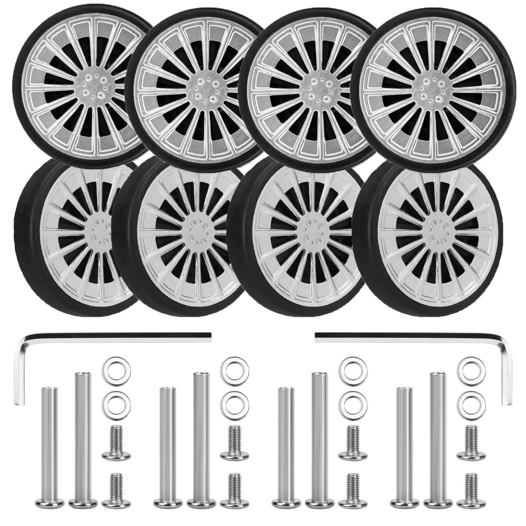 

4/8Pcs Sliver Wheels for Luggage Travel Suitcase Replacement Wheel Wear-Resistant Trolley Caster 55mm Luggage Wheel Repair Parts