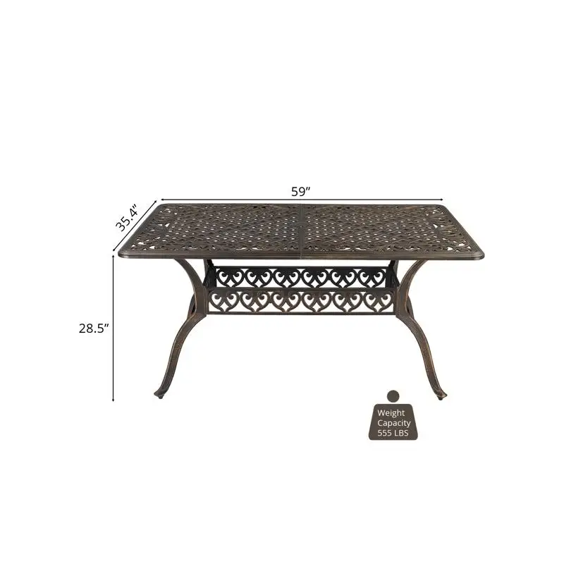 Tavolo da tavolo in alluminio pressofuso da giardino con mosaico da tavolo da 59 pollici, finitura bronzo