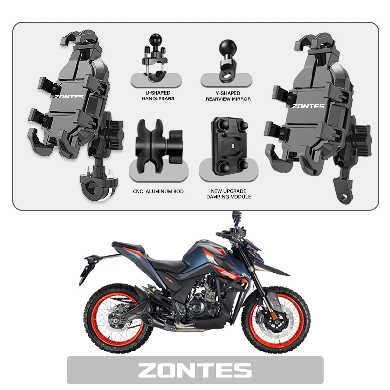 

Phone Mount Stand Motorcycle Holder 360° Rotatable ABS Adjustable For Zontes G1 125 ZT125 ZT U310R 310X ZT310R 310M