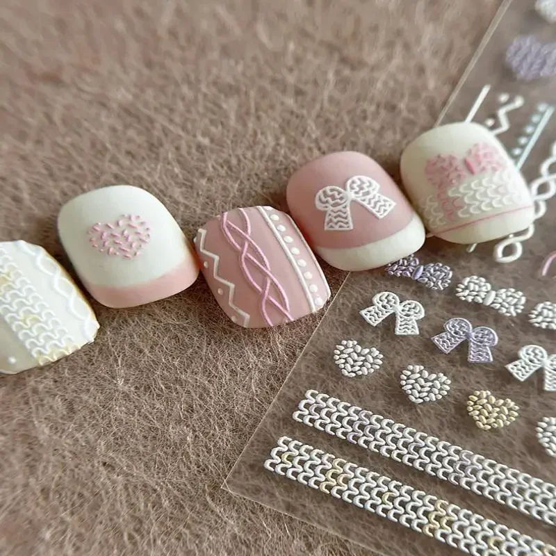 1 シートちょう結び 3D ネイルステッカーラブハートロマンチックなネイルアートマニキュアデカールフレンチネイルステッカー