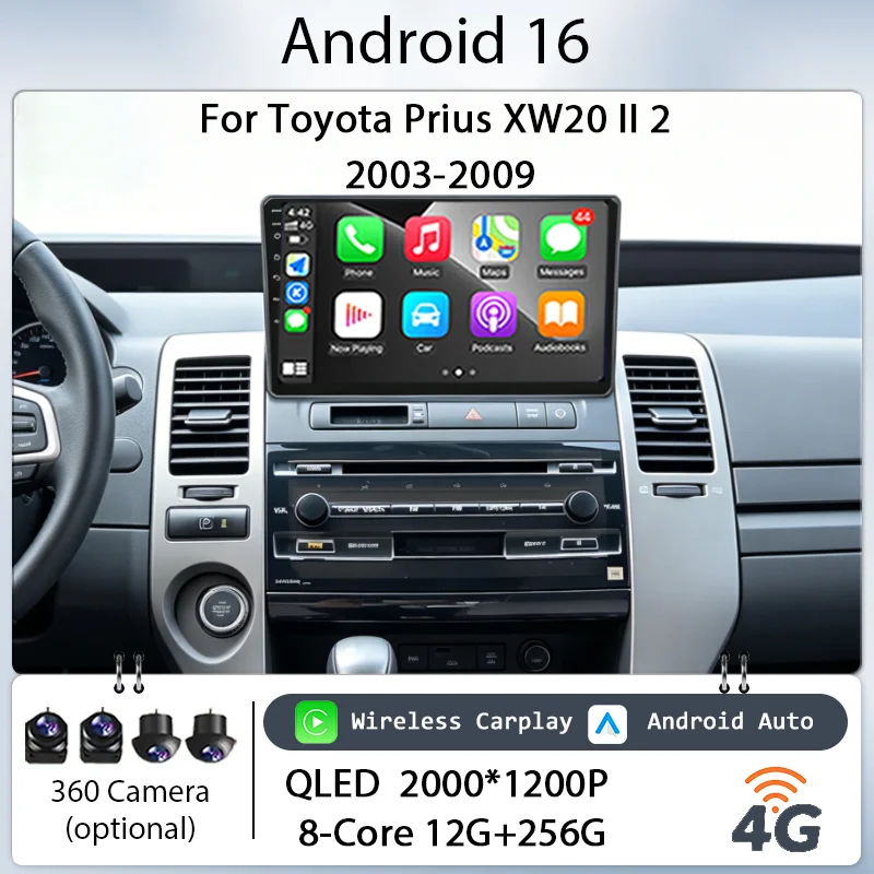 Wireless CarPlay GPS Navi Bluetooth WiFi DSP for Toyota Prius XW20 II 2 2003-2009 Car Stereo 9
