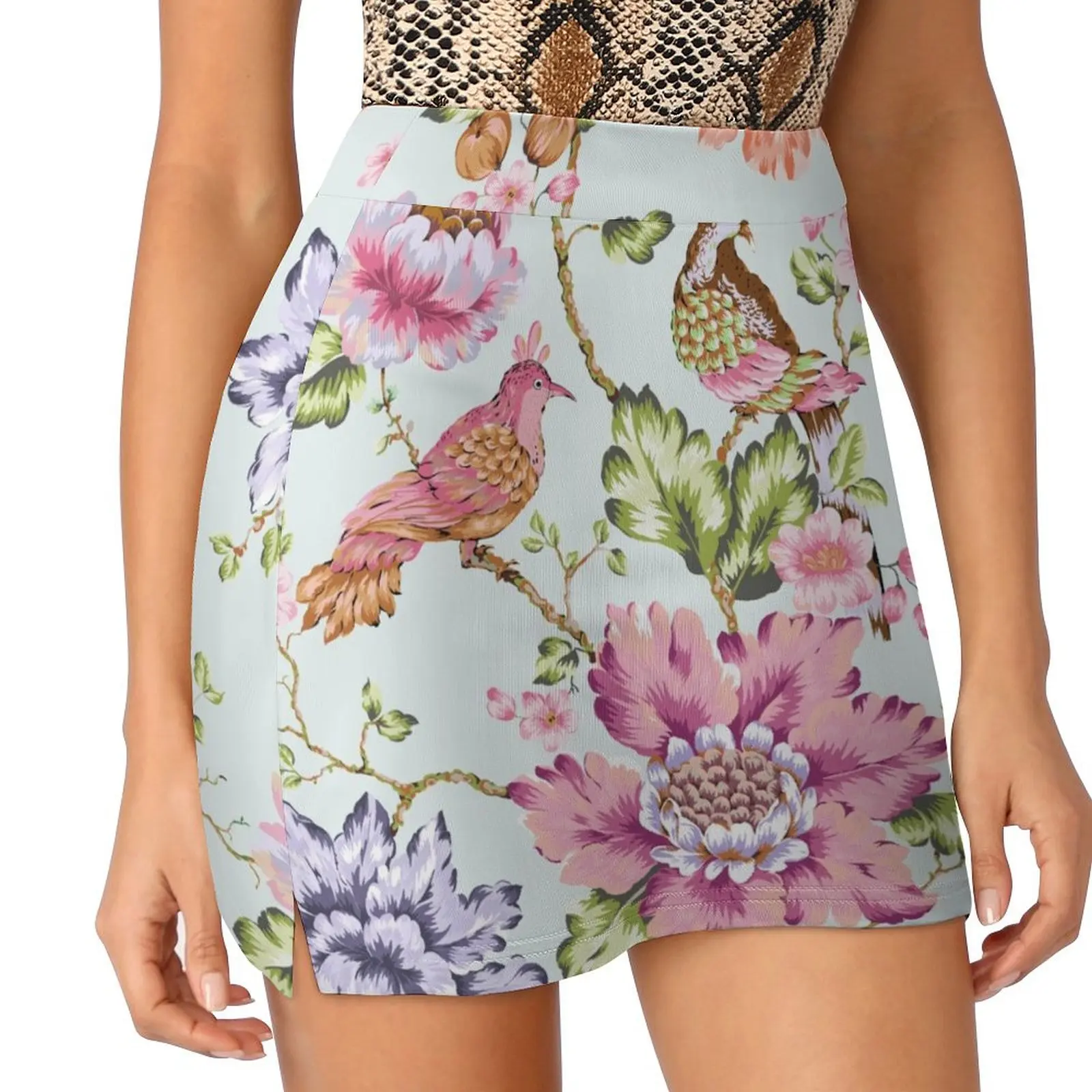 Flowering tree with Birds. Mini Skirt Skort for women cute skirt skirts