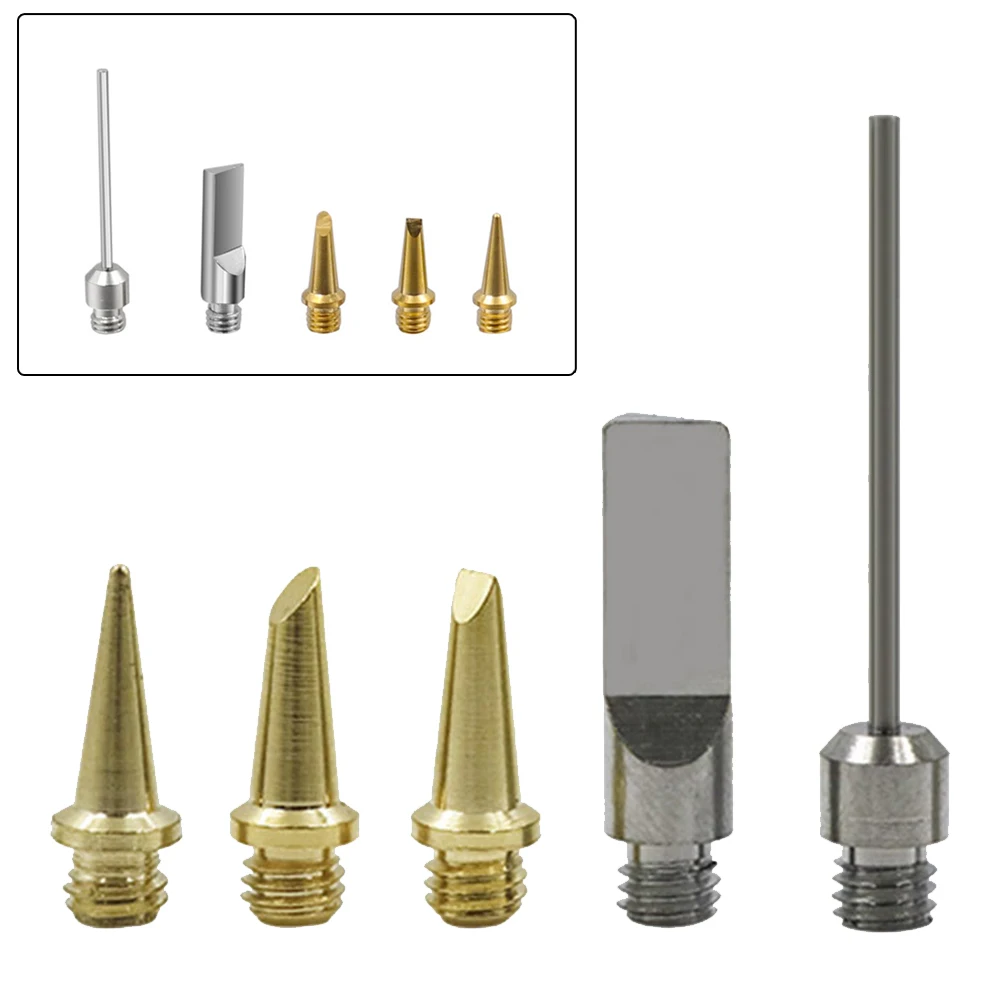 5 buah ujung besi solder Gas butana HS-1115K, Kit kepala las 26ml tanpa kabel 10 dalam 1, alat solder ujung solder