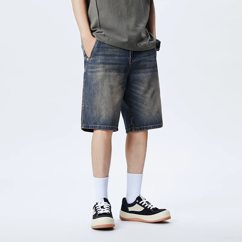 

XY9943 New trend of casual washed American vintage denim shorts men's summer thin section five pants