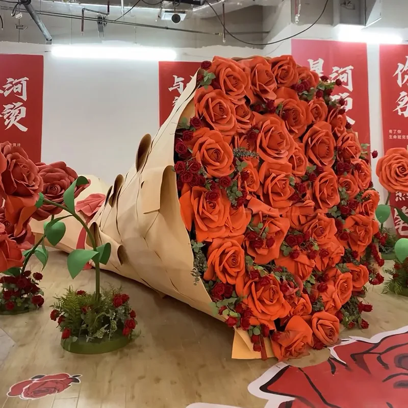 Giant simulated rose bouquet ornament shelf decoration photo clock in bouquet