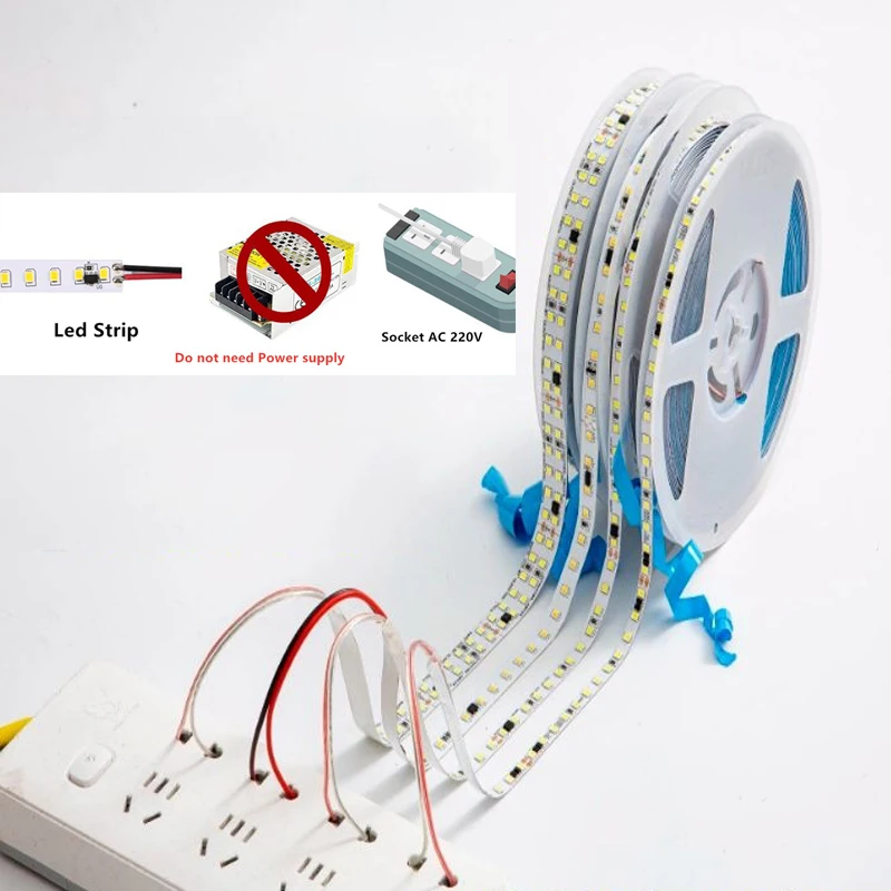 AC 220V LED Strip Lights 2835 120/240 LED/m 5M 220V LED Strip 220 V Volt High Brightness Lighting Diode Tape Lamp Flexible Soft