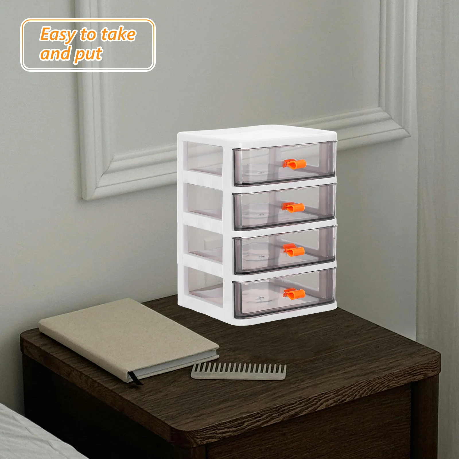 투명 플라스틱 서랍 정리함 4단 미니 수납함 데스크탑 사무용품 메이크업 정리함 서랍