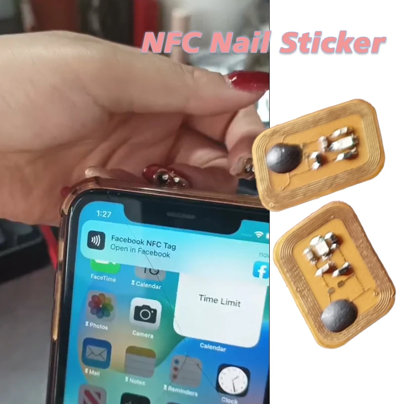 

NFC Nail Stickers Fast Reading Ntag 213 Smart Name Tag Digital Business Card Social Recognition Self Adhesive Nail Tag