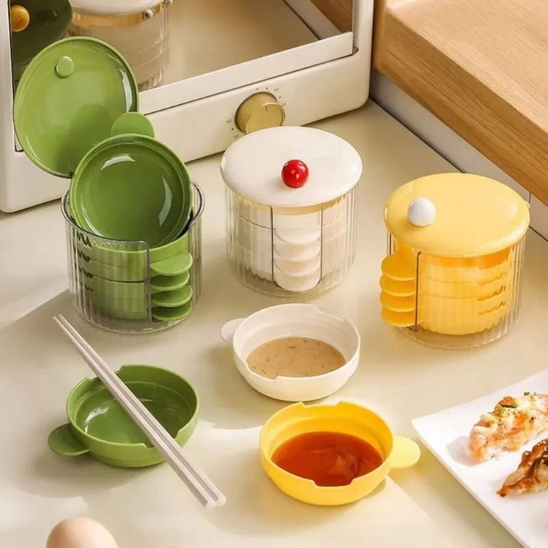 Home Kitchen Split Seasoning Box with Lid Set Salt MSG Pepper Dipping Sauce Storage Container Kitchen Gadget
