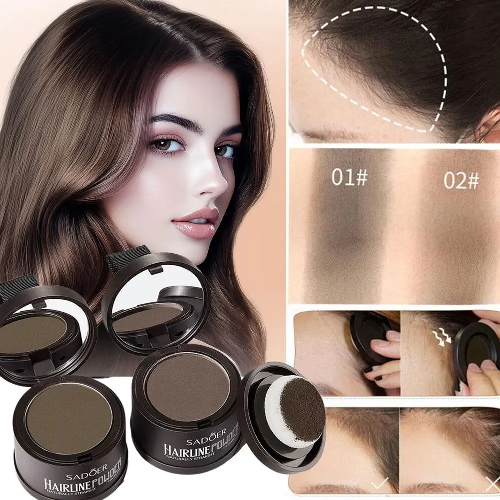 1pcs Hairline Shadow Powder with Brush Water Sweat Resistant Hair Loss Concealer Bald Spot Concealing Hair Powder Women Men 4g