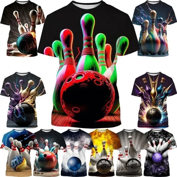 

New Bowling Ball 3D Printed Casual T Shirt Men And Women Sports Playing Ball Quick-drying Tee Shirt Street Cool Short-sleeve Top