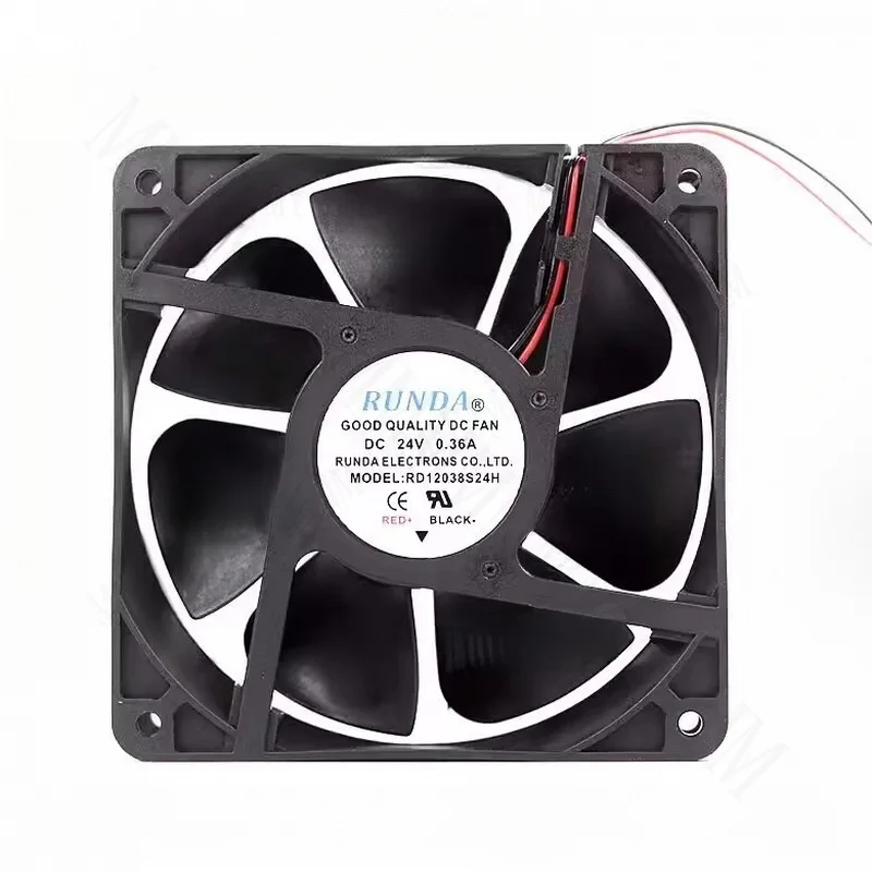 TT  RUNDA RD12038S24H DC24V 0.36A 120*120*38MM 2-wire silent cooling fan