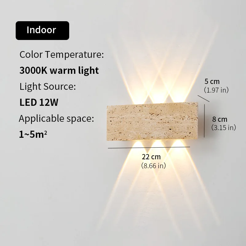 Wabi-sabi LED Wandlamp Tuinlamp Steen IP65 Buiten Waterdicht Nachtkastje Retro Schansen Verlichtingsarmatuur Woondecoratie Binnen