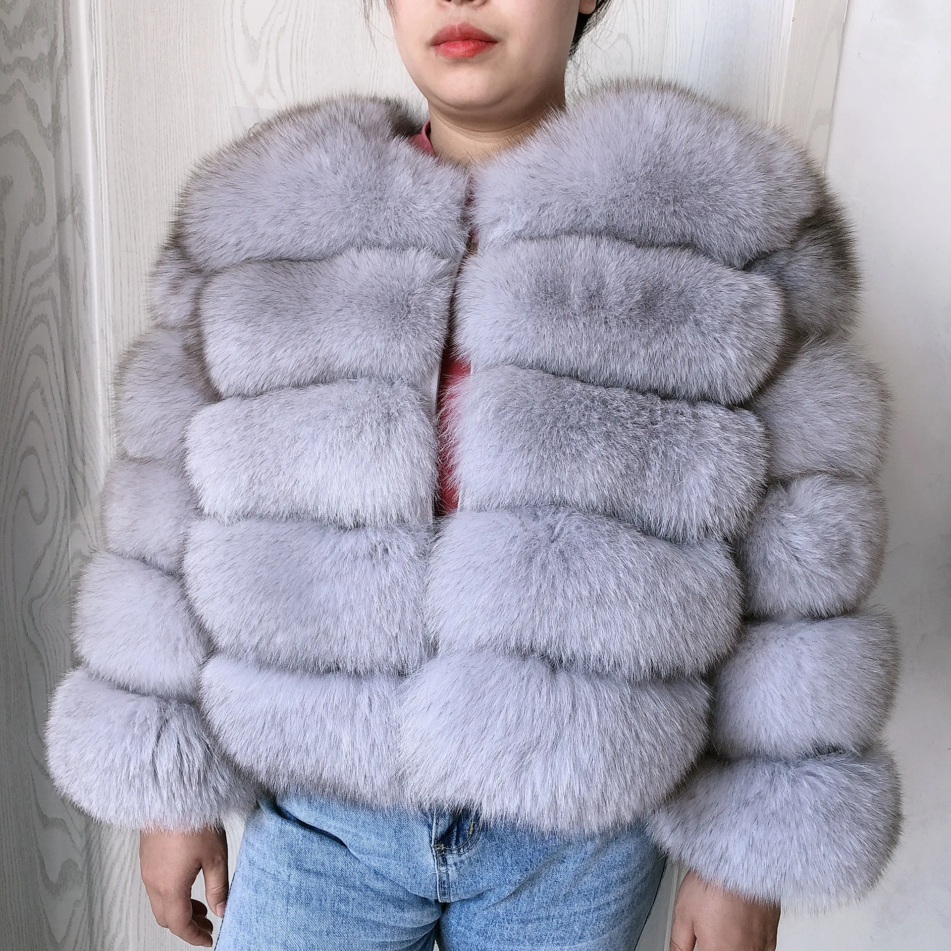 New Real Fox Fur Coat Women's Winter Warm 100% Natural Fur Jacket Short Raccoon Fur Coat Women's High Quality Hot Sale