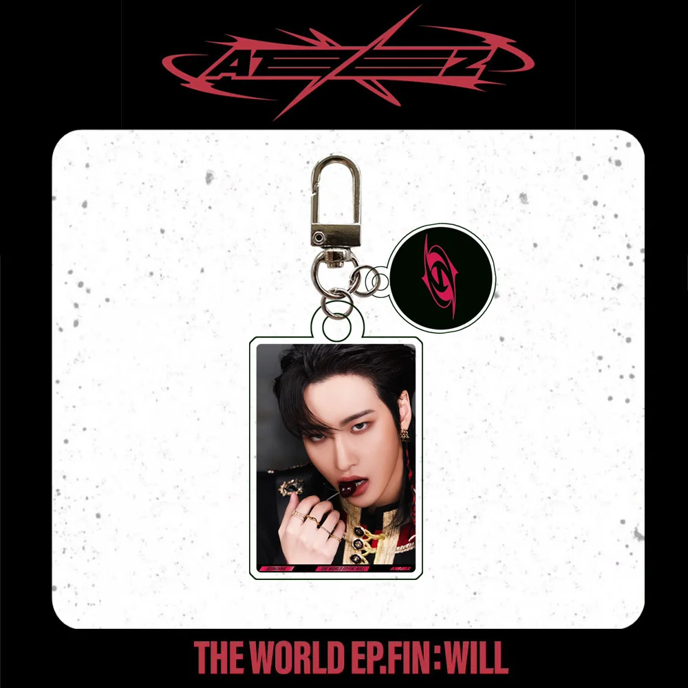 KPOP ATEEZ Keychain Albums THE WORLD EP.FIN : WILL Photo Keyring SAN JONG HO HONG JOONG Mobile Phone Bag Pendant Accessories