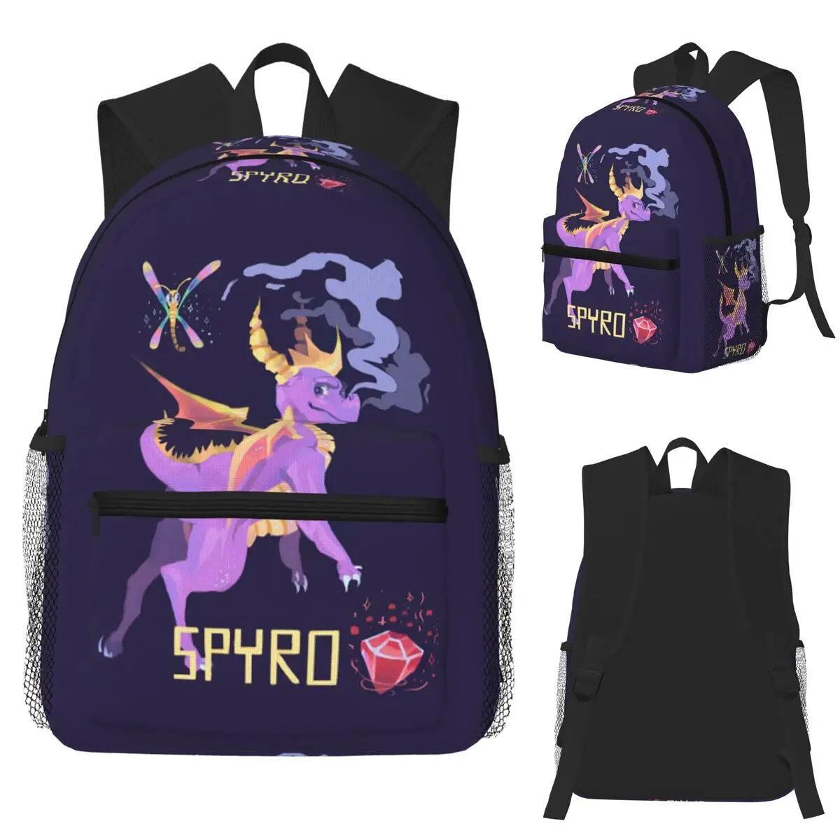 Spyro The Dragon Spyro Zaino per studenti Borsa da scuola Zaino da viaggio per escursionismo per borse a tracolla per libri alla moda per ragazzi e ragazze