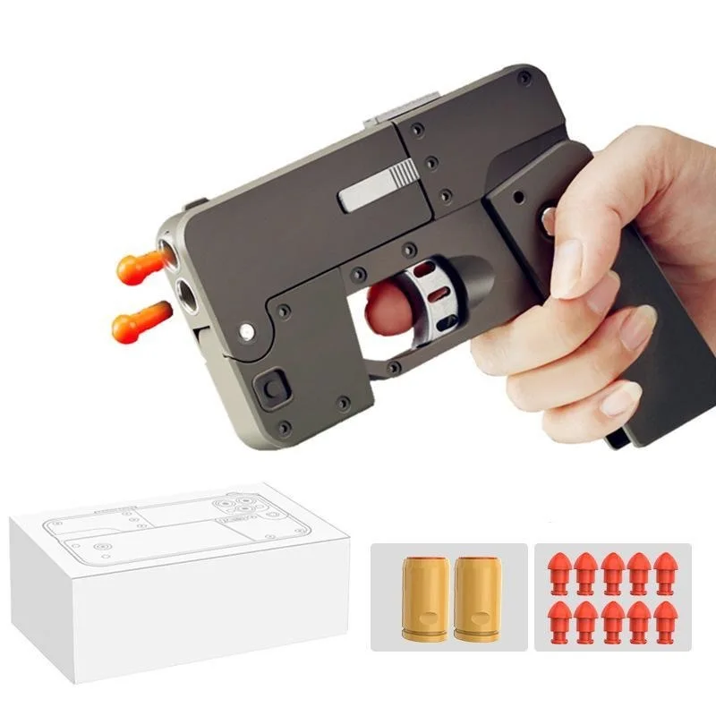 Mobile Phone Shape Folding Toy Gun Soft Bullet Gun Toy Creative Deformation Pistol Shooting Toy for Kids Adults Outdoor Sports