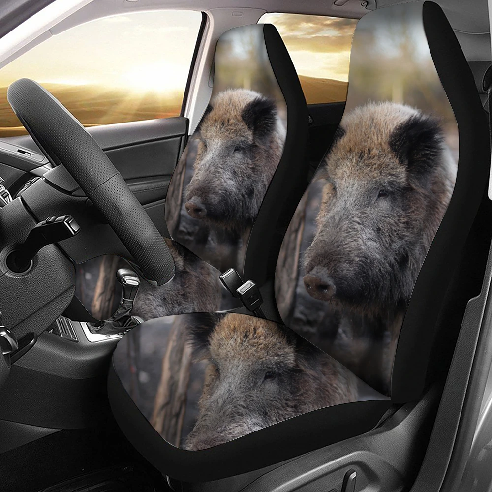 Boar Animal Pattern Car Seat Cover Fits Most Car Interior Accessories Set of 2 Universal Front Seat Covers