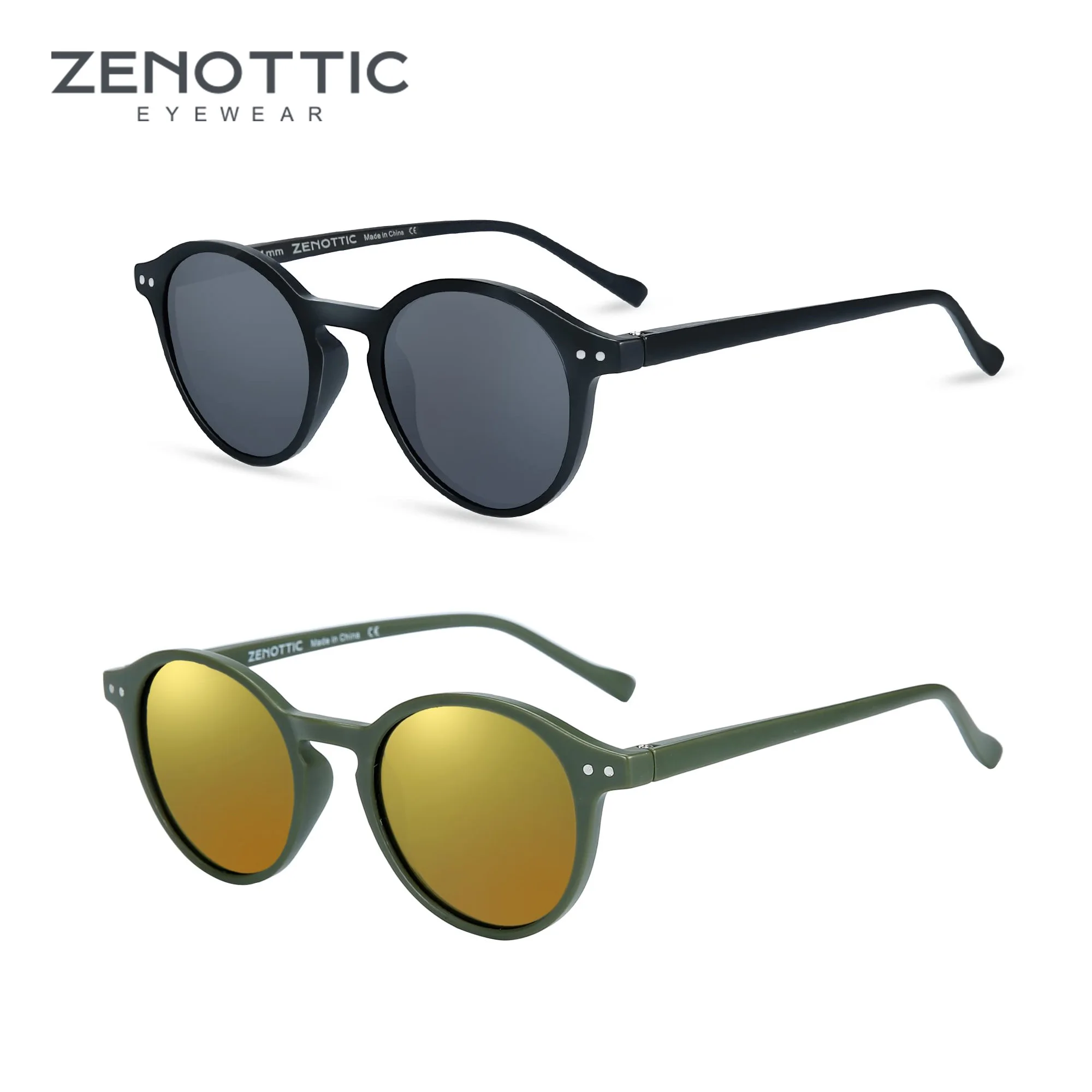ZENOTTIC Retro gepolariseerde zonnebril 2023 2024 mannen vrouwen vintage kleine ronde frame zonnebril gepolariseerde lens UV400 bril schaduw