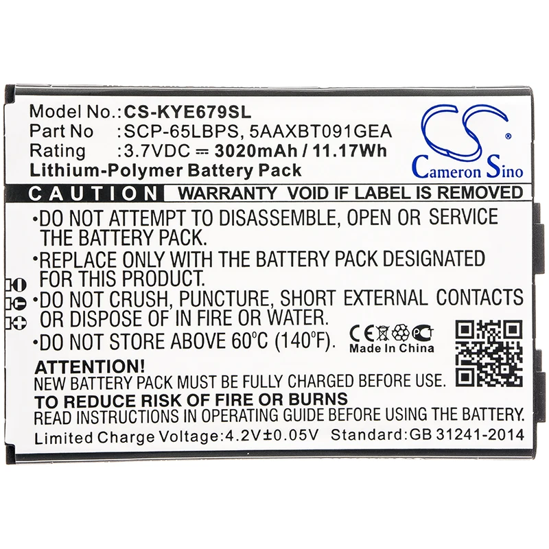 

Li-Polymer Mobile, SmartPhone Battery for Kyocera,3.7v,3020mAh,DuraForce XD E6790 E6790 LTE,SCP-65LBPS 5AAXBT091GEA