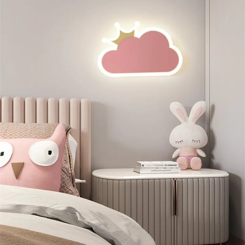 Lampu dinding awan lucu, lampu dinding samping tempat tidur, lampu Planet dekorasi kamar anak-anak gaya sederhana kreatif