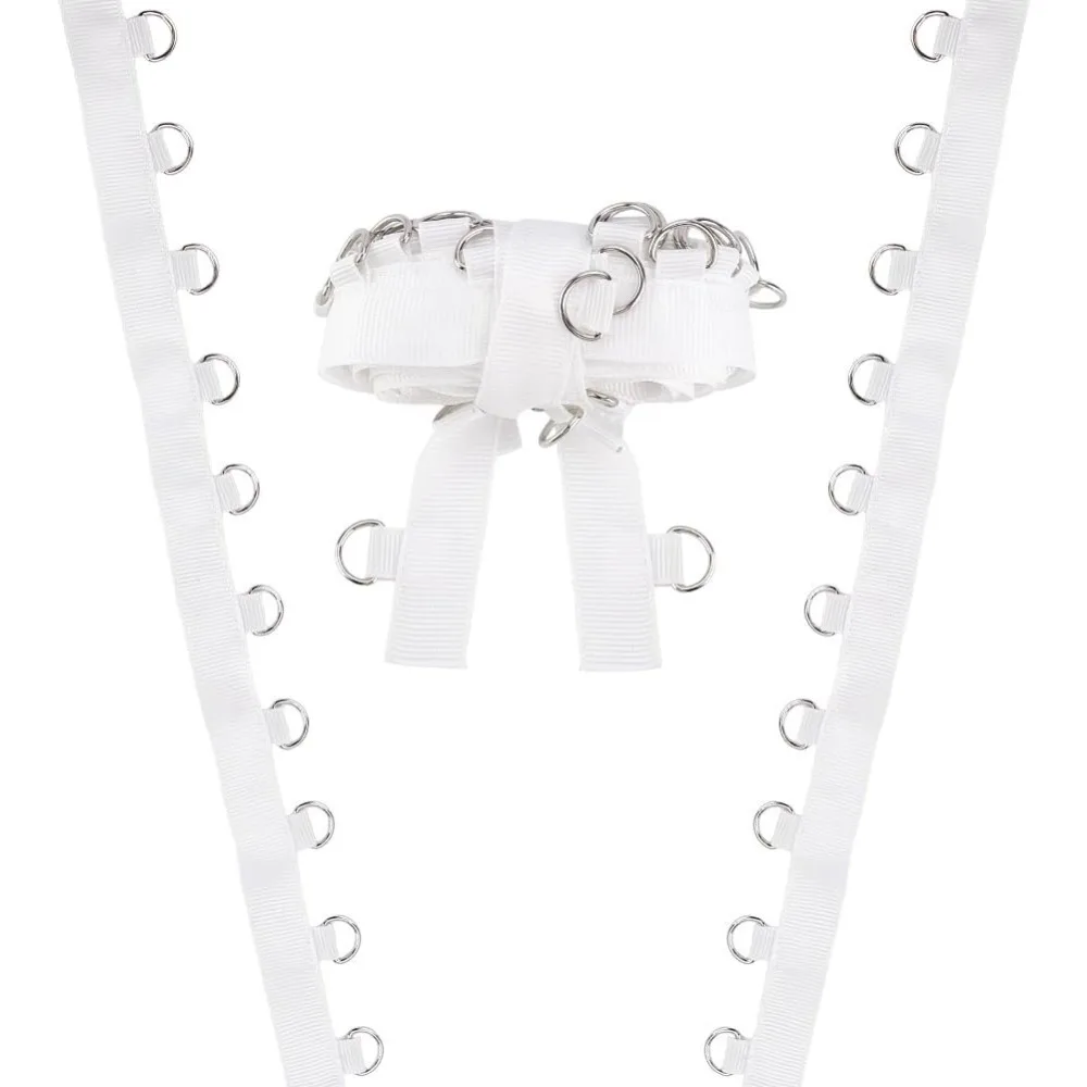 4 Yards White Wedding Zipper Replacement Adjustable Lace Up Corset Ribbon Laces with D Ring Adjustable Corset Back Kit