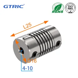 GTRIC Spring Coupling D16L25 Small Motor Elastic Stepper Motor Flexible Thread Eccentric Angle Aluminum alloy Encoder Coupling