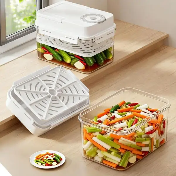 Clear Press Design Food Storage Container Leakproof Fermentation Box for Picnic Meal Refrigerator