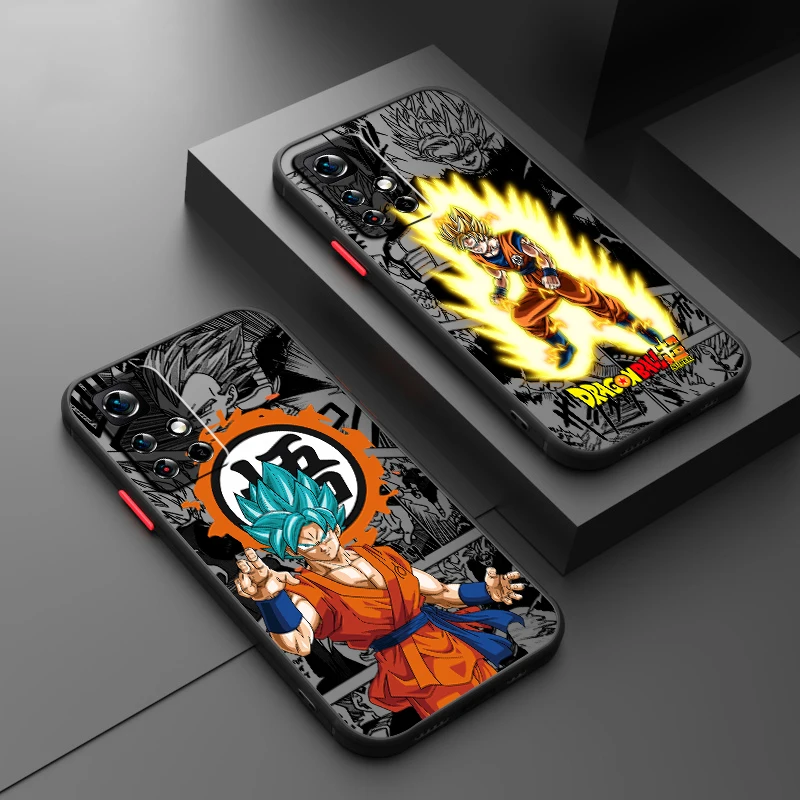 Comics D-Dragon Ball Goku Frosted Translucent For Redmi Note 13 12 12S 12T 11 11T 11E 10 10S 9 Pro Plus 5G Back Phone Case