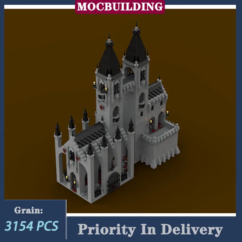 MOC City Architecture Dark Castle Model Building Blocks Assembly Corridor Garden Tower Street View Collection Toys Gifts