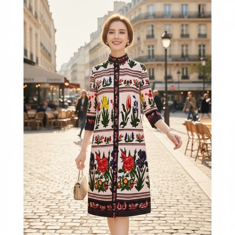 

Miyake Pleated Dresses Spring Plisse 2026 New Age-reducing Vintage Print Skirt Loose Plus Size Cardigan Pleats Fold Spring Skirt