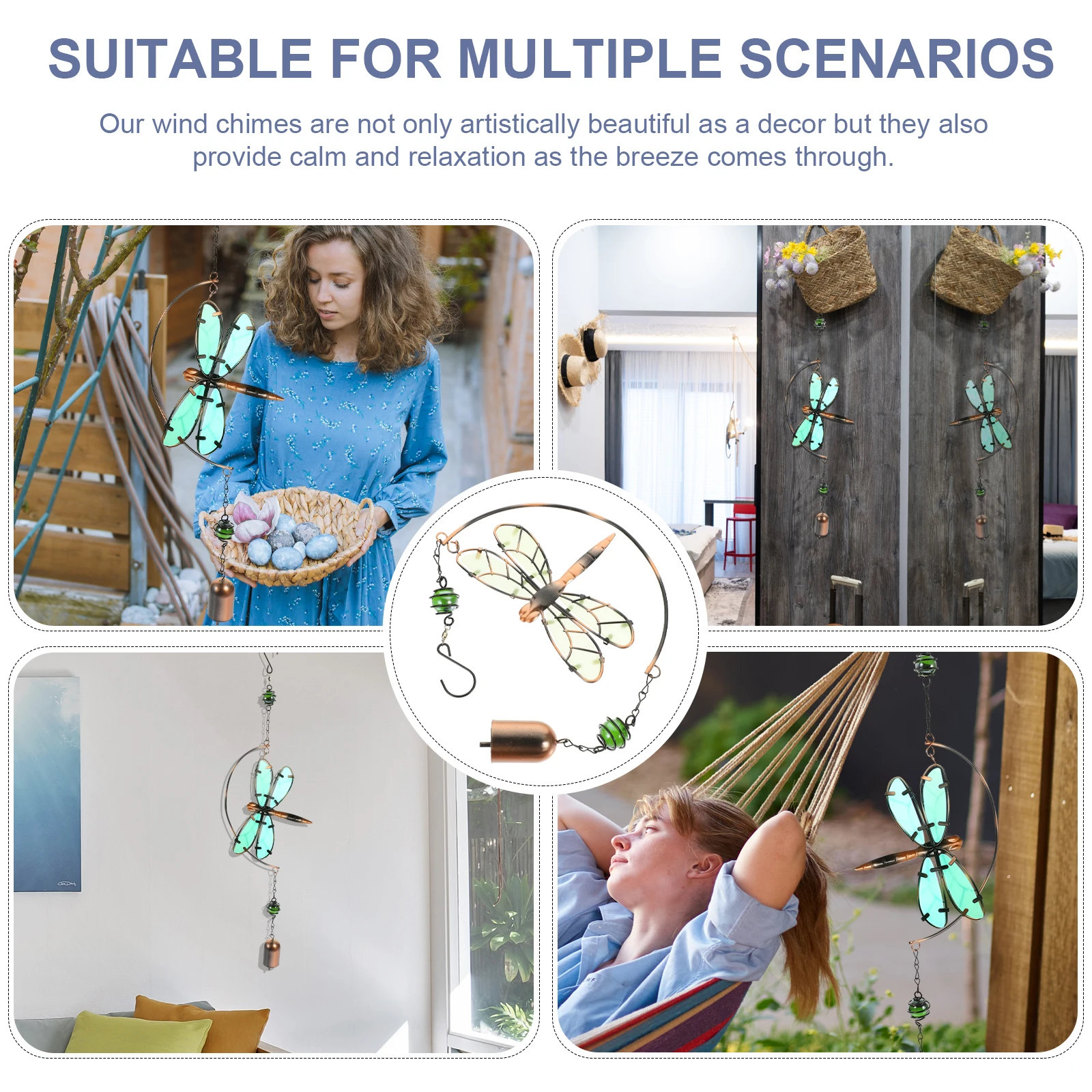 

Luminous Dragonfly Wind Chime Iron Material No Chemical Smell Perfect Balcony Garden Child Room Sweet Gift Decorative Bell