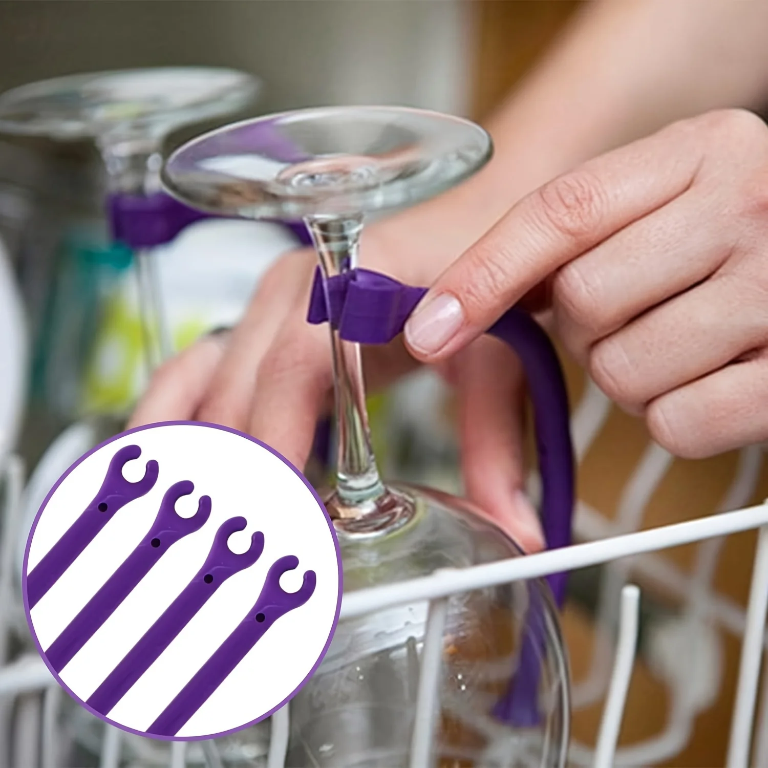 Flexible Holders for Tall Wine Glasses- Sturdy,Dishwasher-Safe Racks Featuring a Non-Slip Grip,Perfect for Use with Wine Bottles