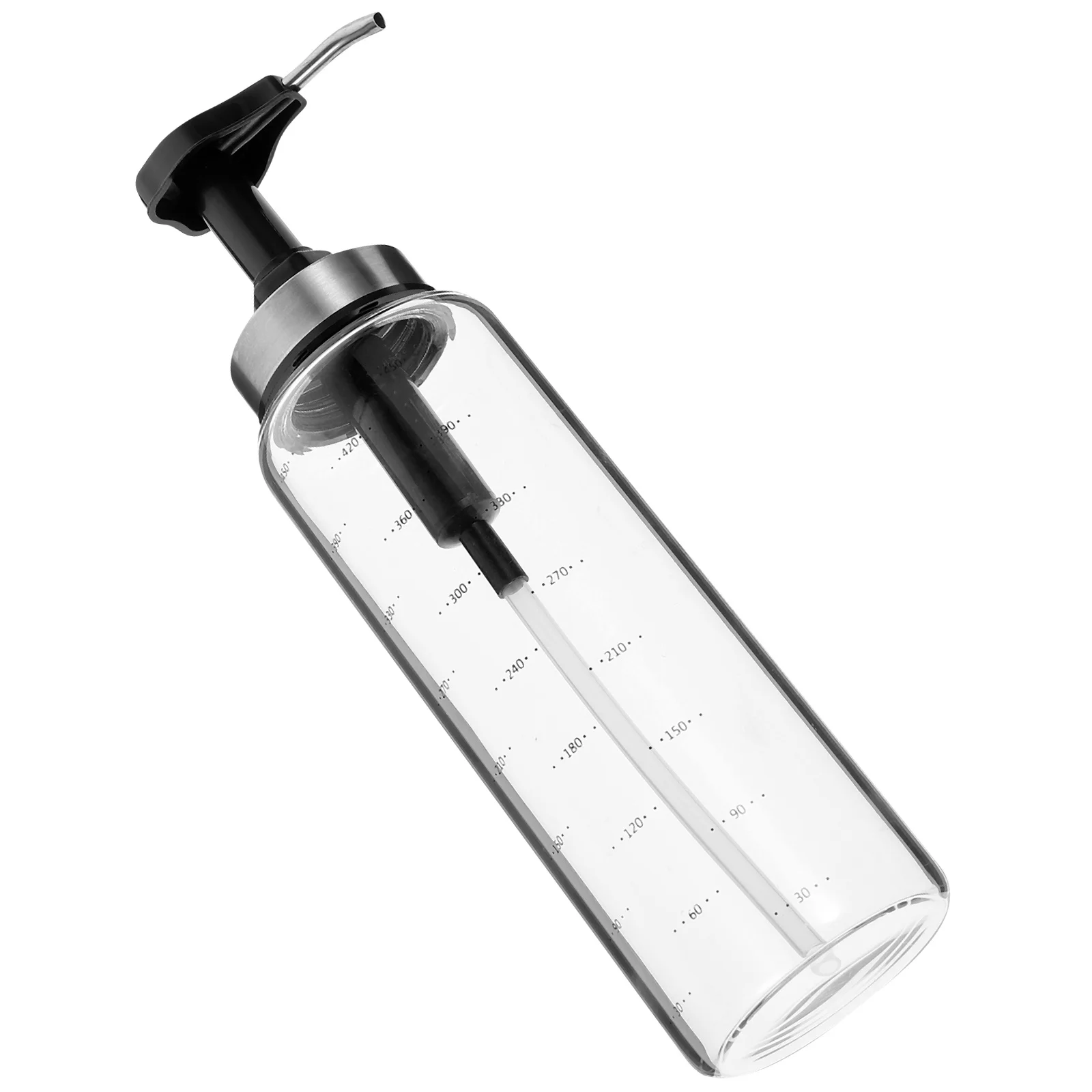 

500Ml Sauce Storage Bottle Heavy Duty Glass and Stainless Steel Press Design for Thick Sauces Jam Maple Syrup Pancake Mix