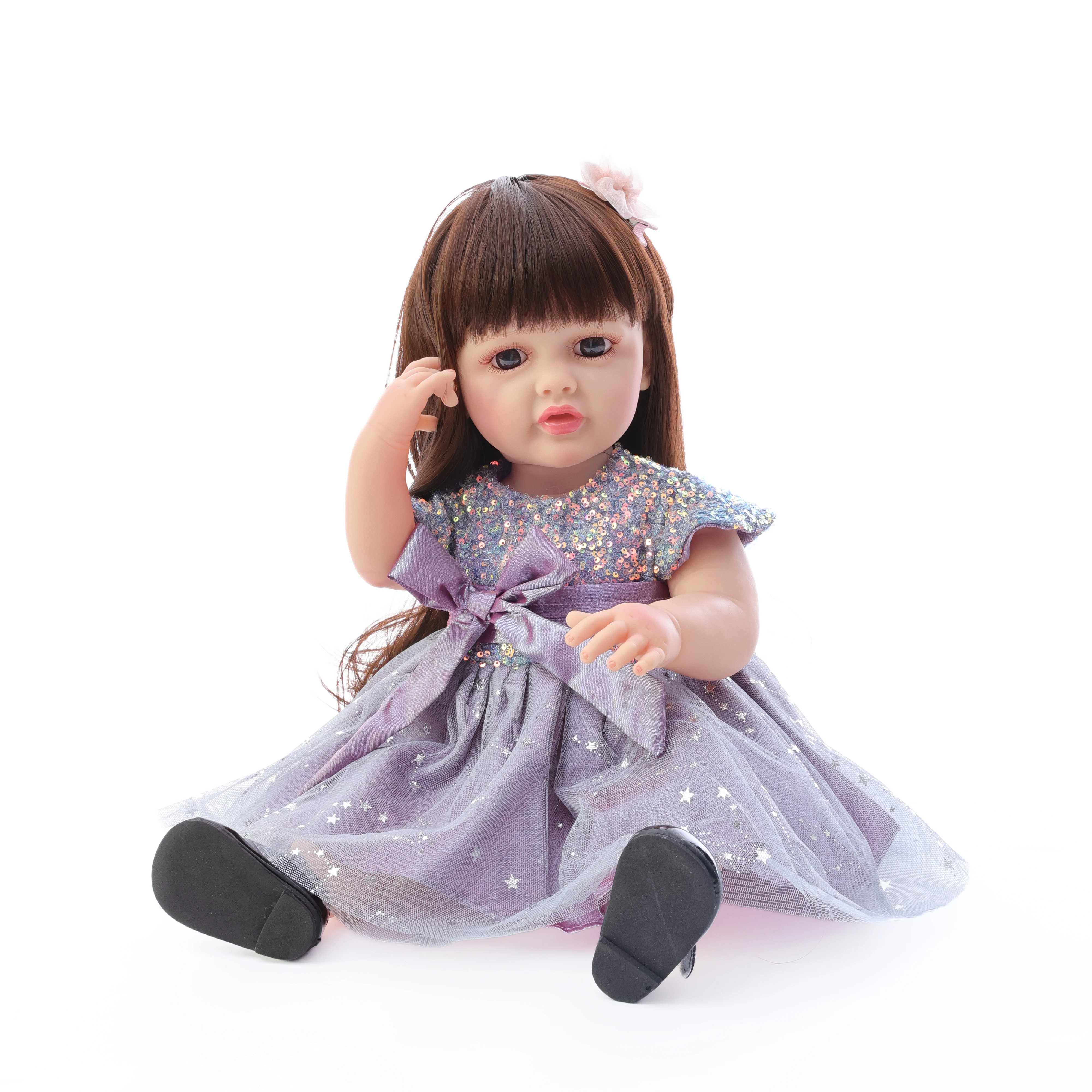 Cloveray 22 Zoll klassische Ganzkörper-Vinyl realistische wiedergeborene Babypuppe super süße Prinzessin Puppe handgemachtes Spielzeug Mädchen Geburtstag Weihnachtsgeschenk