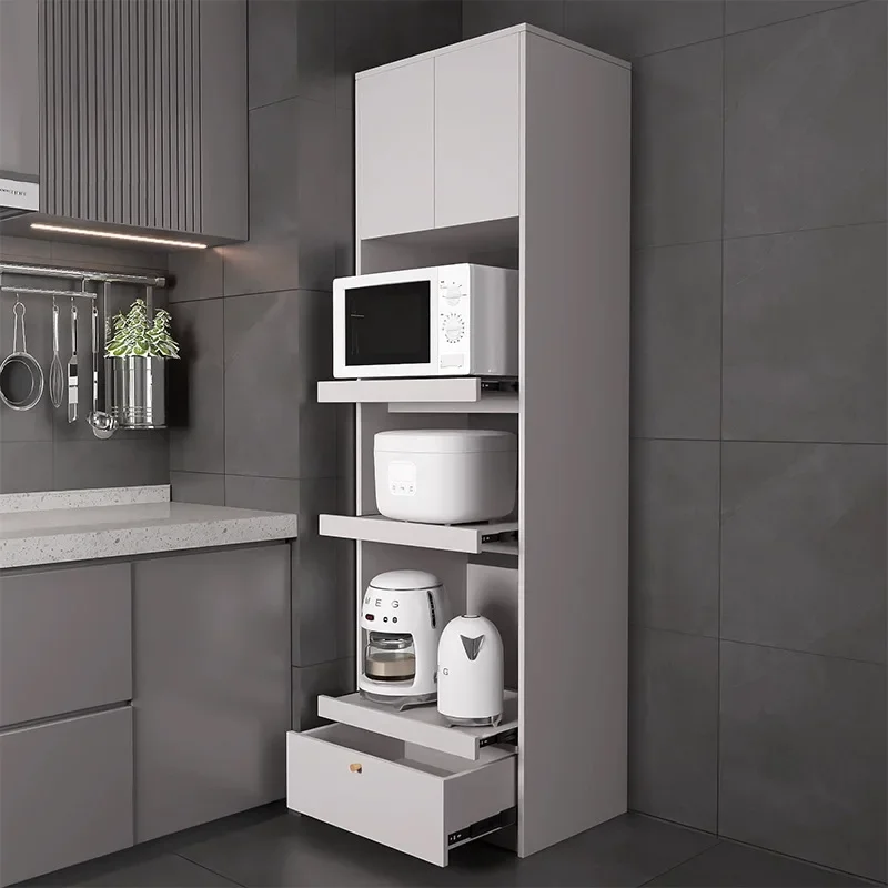 Kitchen Pantry Storage Cabinet Modern Simple Microwave Oven Shelf Floor to Floor Corner Refrigerator Multi-layer