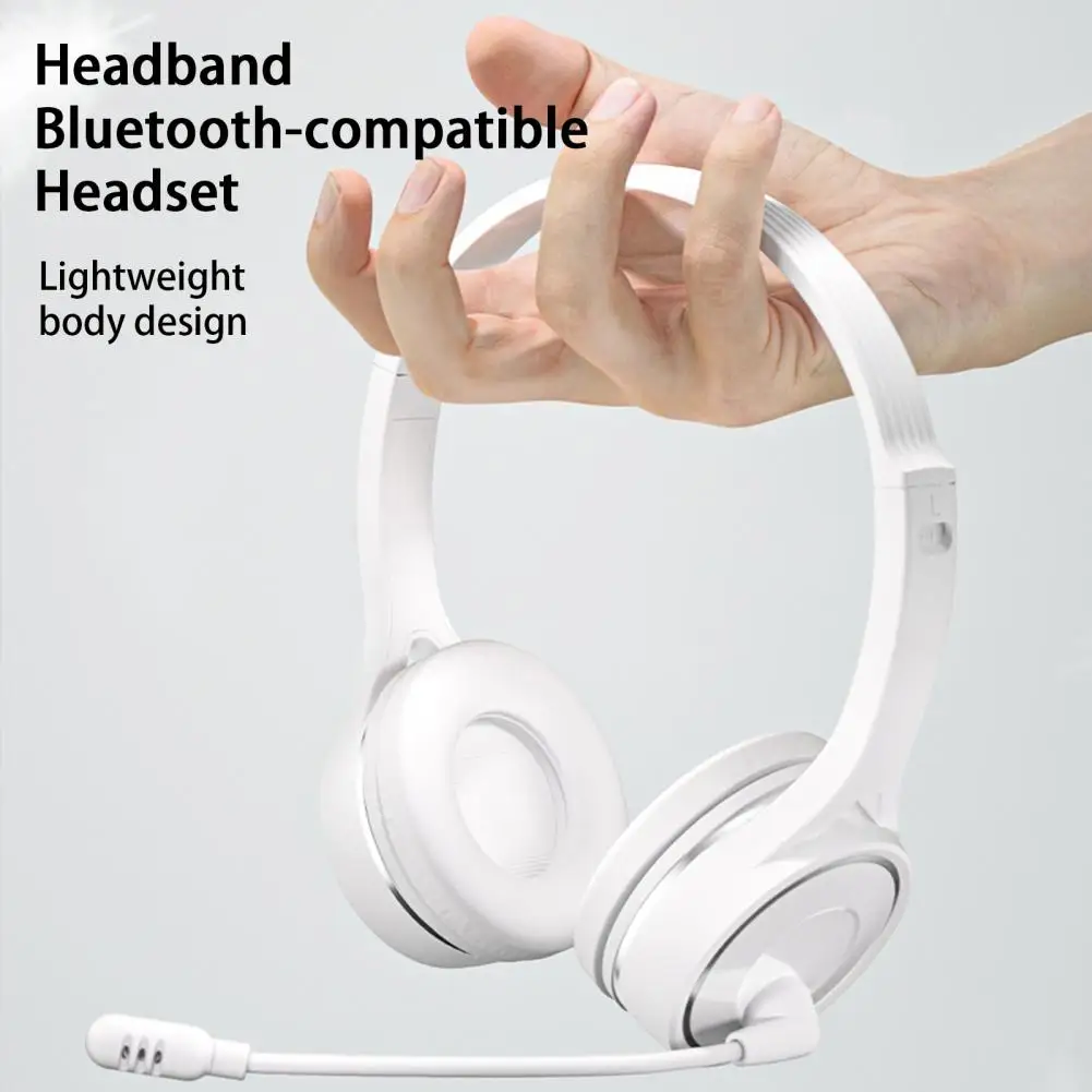 Bluetooth 5.1 Headphone Dual Noise Cancelling Microphone Clear Wireless&Wired Headset For PC Laptop Call Center Phones