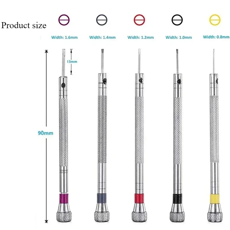 5PCS Set 0.8-1.6mm Steel Screwdriver for Watch Repairing Portable Watch Tools Band Removal with Mini Link Pins Watchmaker Tools