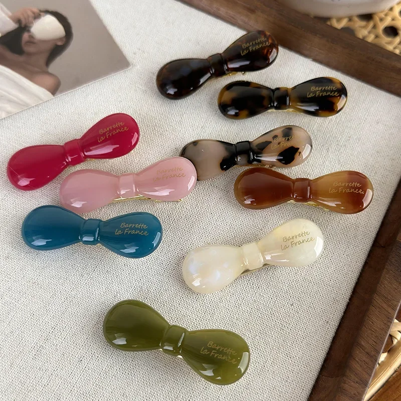 Retro Acetate Small Bow Hairpins Colorful Hair Clips Side Bangs Clip For Women Girls Fashion Sweet Beautiful Barrettes Headdress