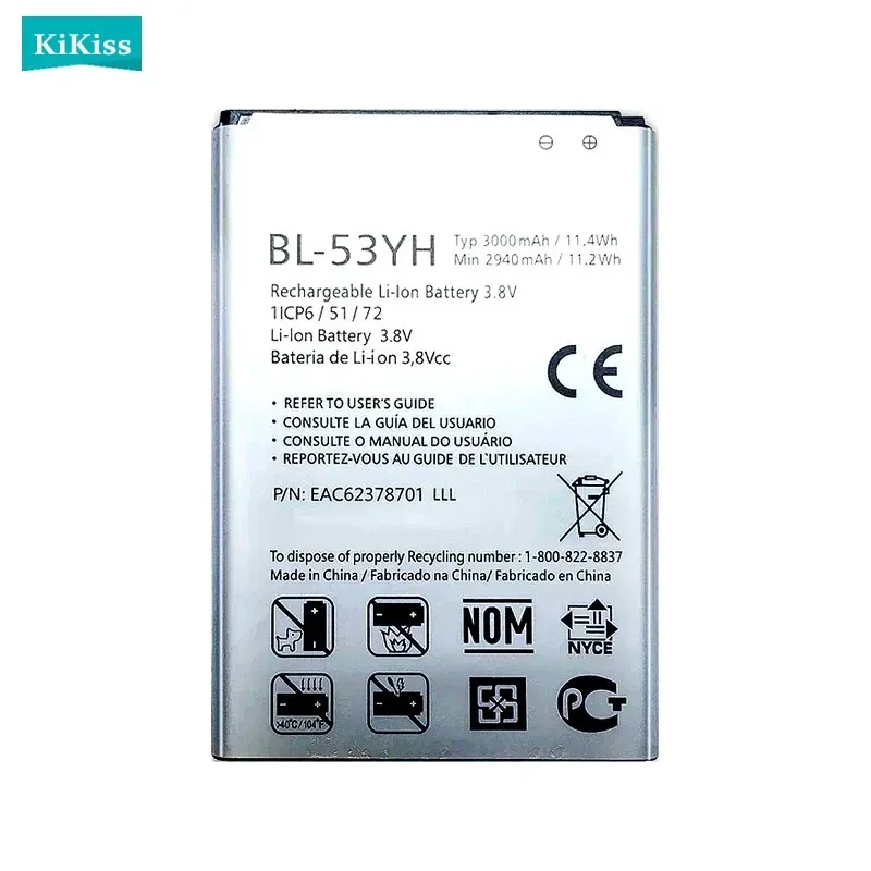 

Mobile Phone Battery For LG Optimus G3 D855 D853 VS985 D830 D850 D851 D858 D857 F400 F460 BL 53YH BL-53YH 3000mAh Real Capacity