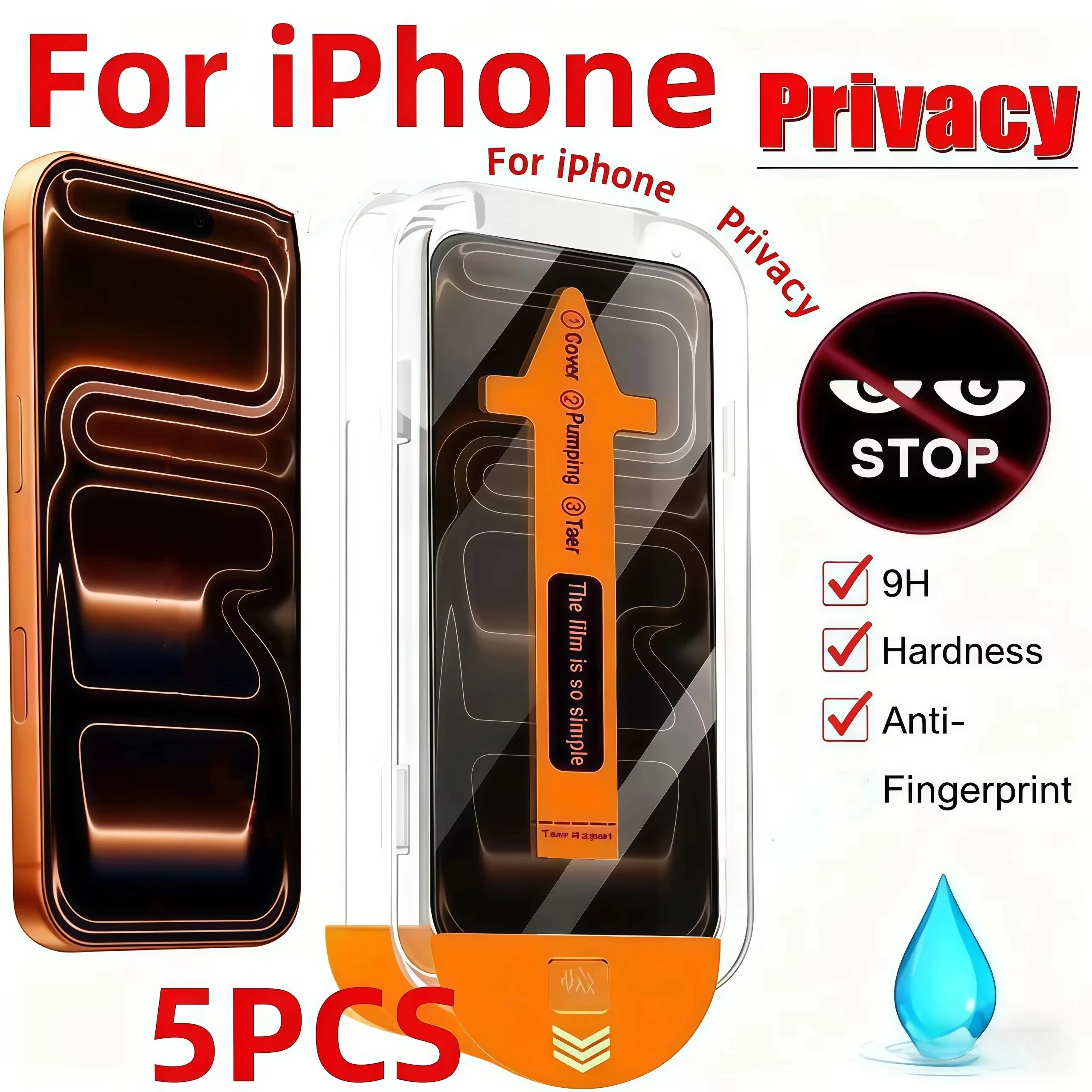 

5 шт. противошпионское закаленное стекло без пыли для установки iPhone 15 14 13 12 11 16 17Pro Max XR XS 16Plus 17Air 13Mini