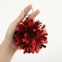 New Colorful Cheer Pom Pom Foil Ball Small Cheerleading Keyring Round Cheer Dance Accessories Keyring Charm 5