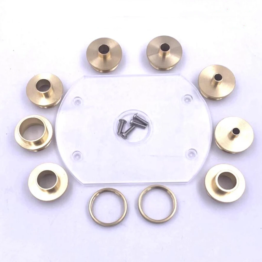 Set of Round Base Plate + 10PCS Brass Router Template Guide Bushings With Drilled Holes For Makita RT0700C(Plunge Base)